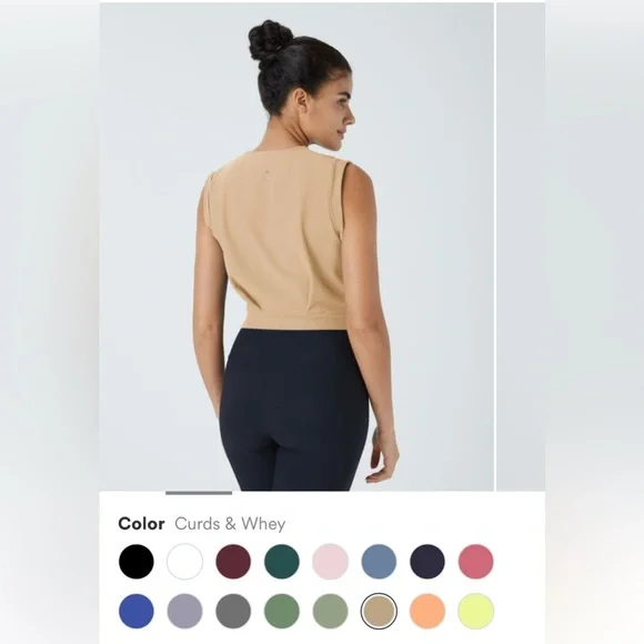 HALARA Patitoff Flow Crew Neck Sleeveless Cropped Yoga Tank Top M Curds & Whey - Picture 2 of 8